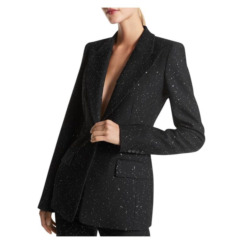 MICHAEL KORS COLLECTION Womens Black Single Breasted Lined Blazer Jacket 10